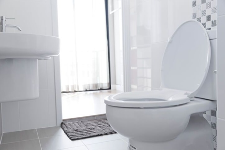 toilet in white bathroom